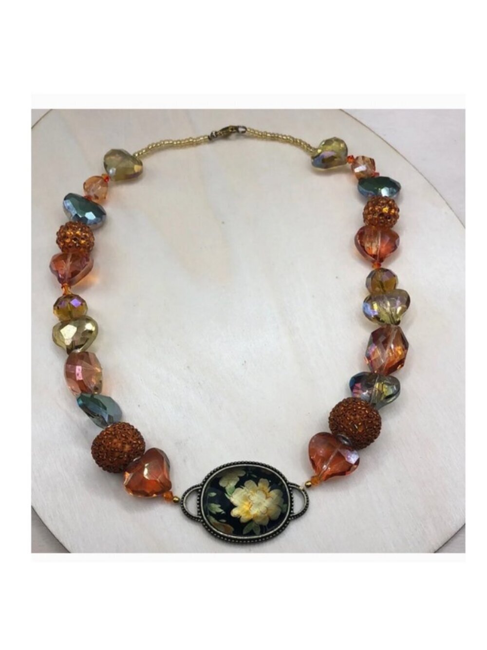 Dazzling crystal heart beads necklace romantic statement style